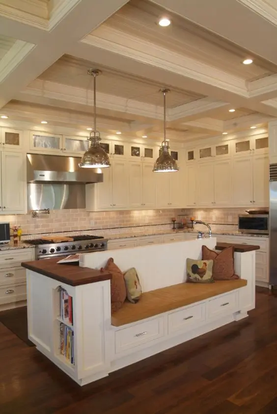 kitchen island with bench