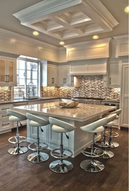 elegant modern kitchen with square island