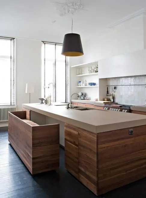 kitchen island with hideaway bench