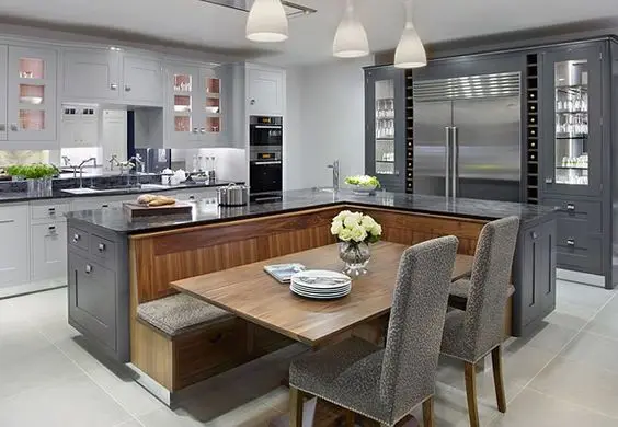 classy kitchen with integrated breakfast nook
