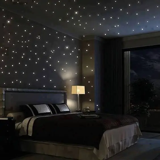 dark bedroom with star lights