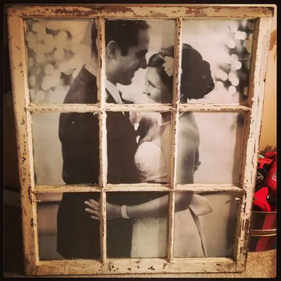 shabby chic door frame with wessing picture