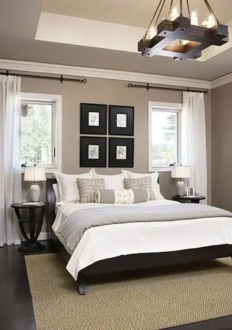 neat brown and white bedroom