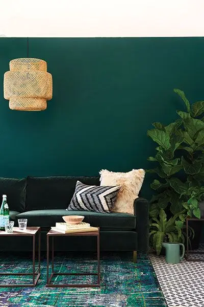 opulent green and gold living room