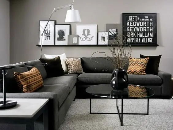 modern black and grey living room