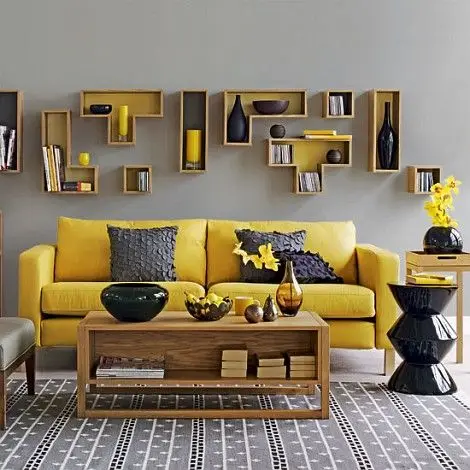 modern yellow living room
