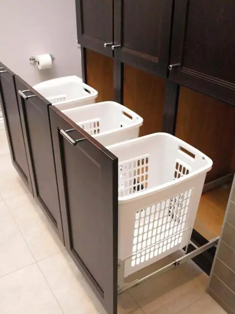 pull-out laundry hamper cabinet