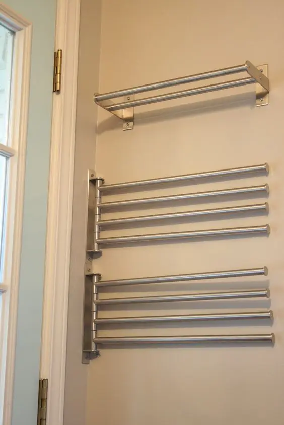Towel Bar Drying Racks small laundry: Take advantage of that odd and often forgotten behind the door corner space. By