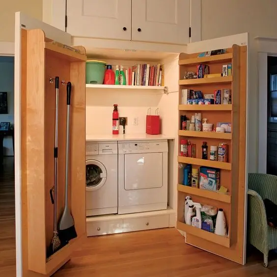 small laundry in a closet