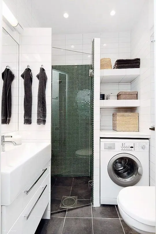 Bath and Laundry Room: Incorporating the laundry into the bathroom is nothing new. It is still one of the most sensible