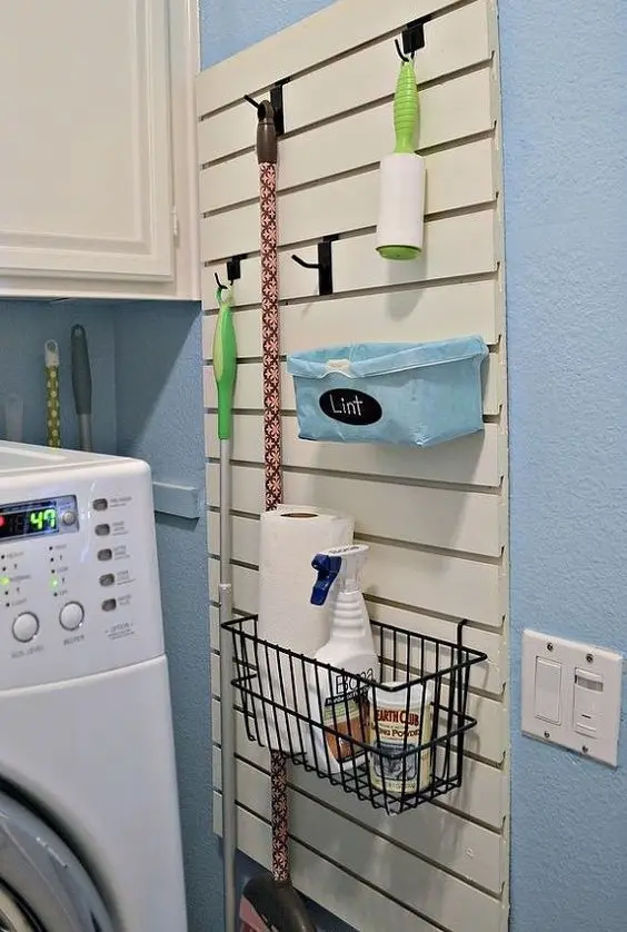 pallet wall organiser for laundry room