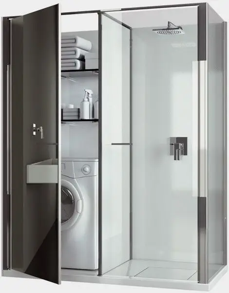 modern shower and laundry unit