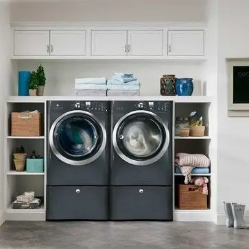 Compact Off-the-Wall Laundry: A wall is all you need for your laundry. This compact off-the-wall laundry comes with