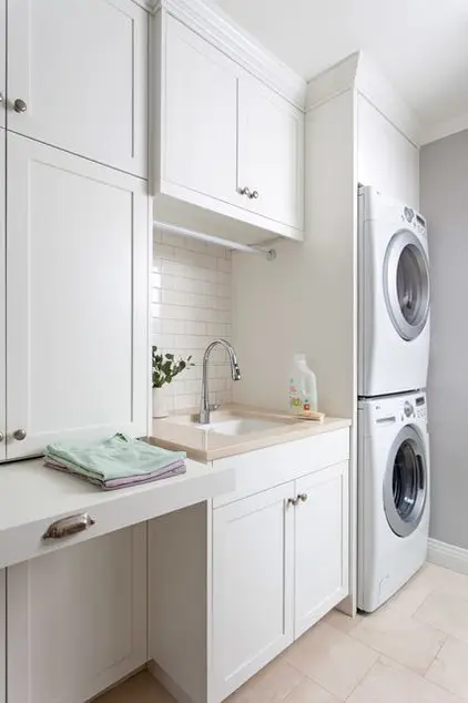 modern white laundry room