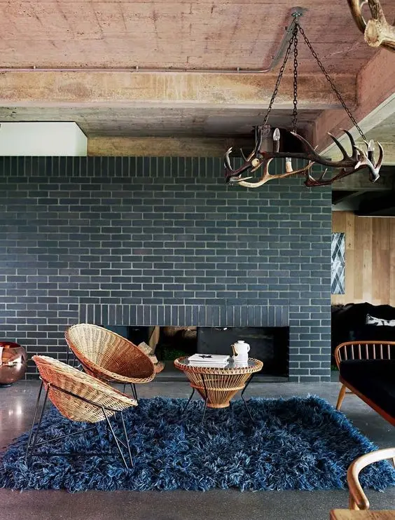 blue themed country living room