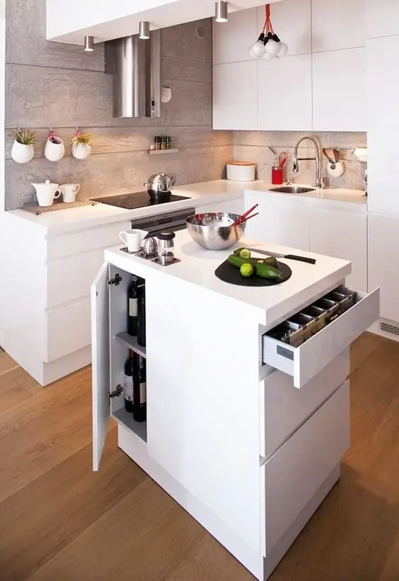 small and efficient kitchen island