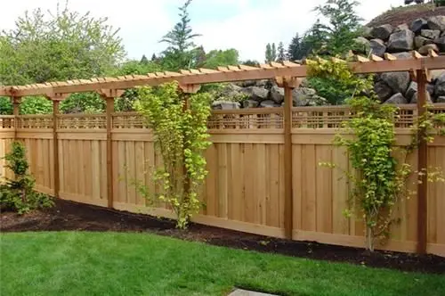 Charming Fence and Arbour: An arbour over the gate gives climbers somewhere to go and gives the entry a roof
