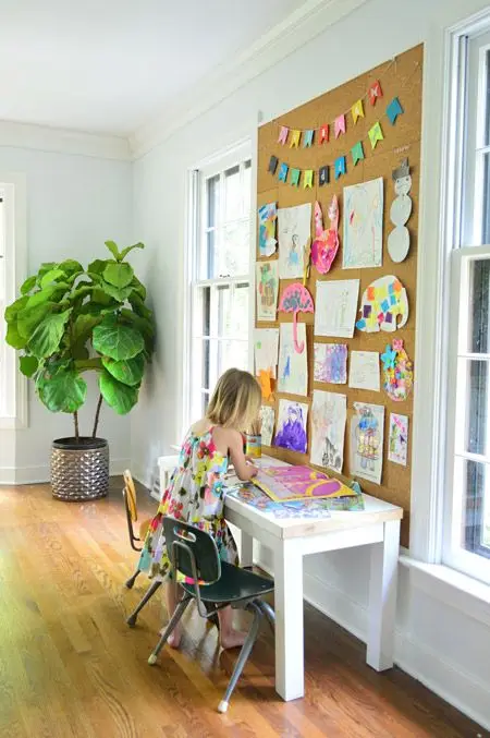 study area with cork board