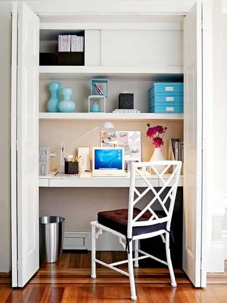 Closet Homework Station study area: Turn a closet into a homework station, instantly. Just take out the stuff in it. A