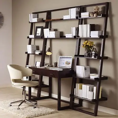 desk and shelves study area