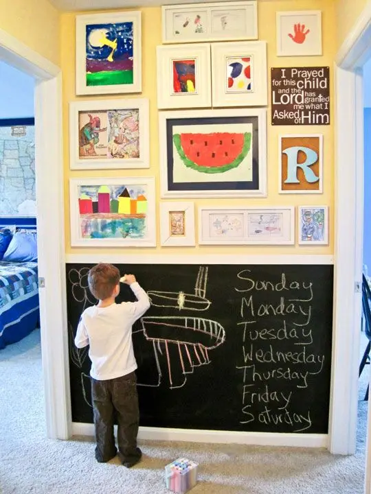 playroom with chalkboard wall