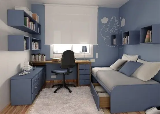 blue teens bedroom