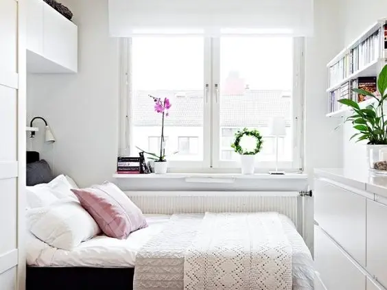 white apartment bedroom