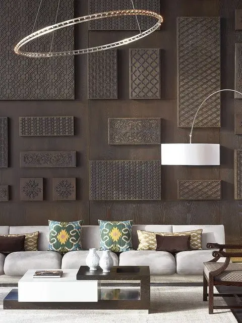 carved wood wall feature