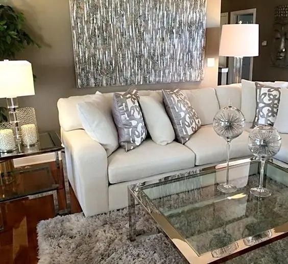 silver themed living room