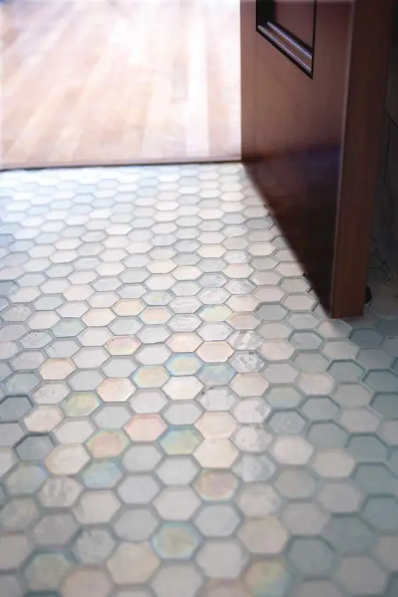 homeycomb glass tile floor
