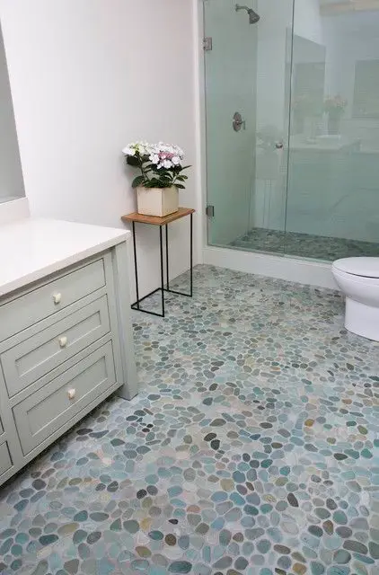 pebble bathroom floor