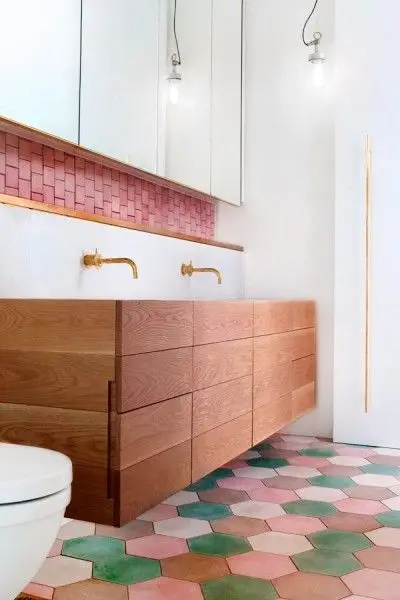 colourful bathroom floor