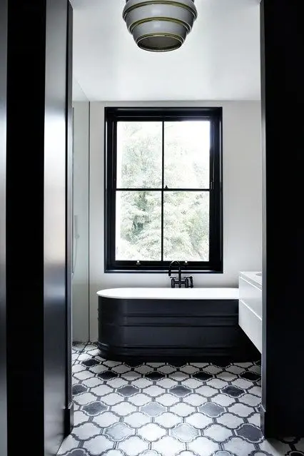 black and white bathroom
