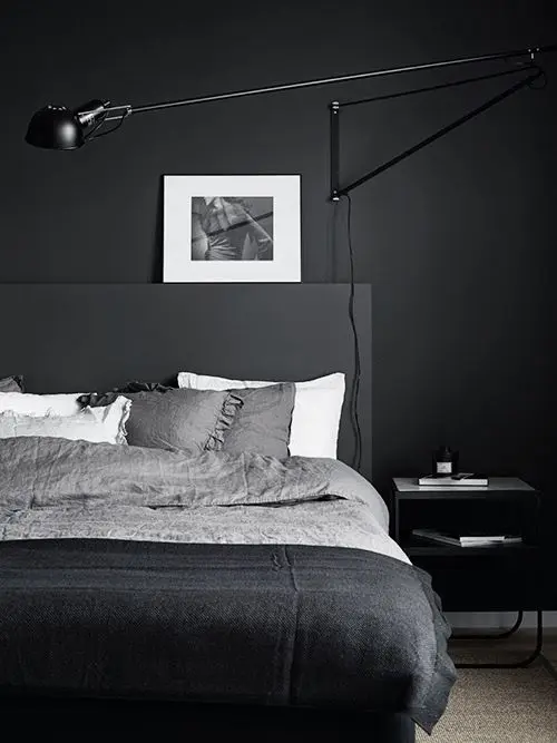 modern minimalist dark bedroom