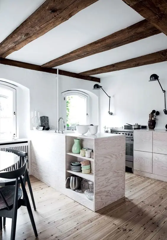 white modern rustic kitchen