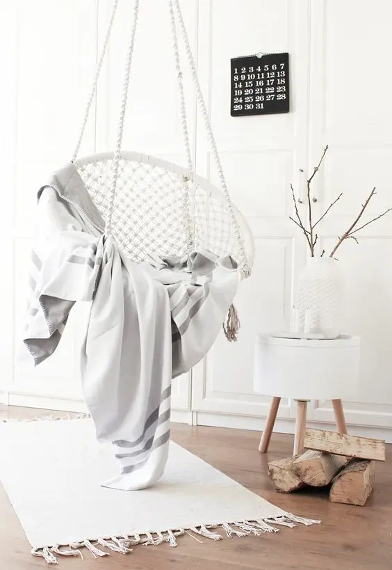 Hanging Bowl Chair Scandinavian interior: Cosy and comfortable. This snug chair can also double as a swing. Great seating