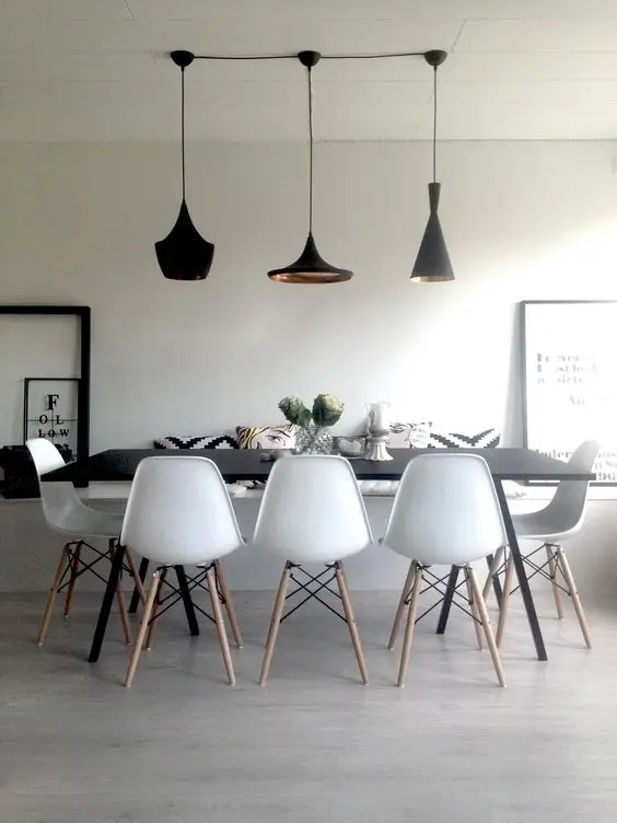 black and white dining room
