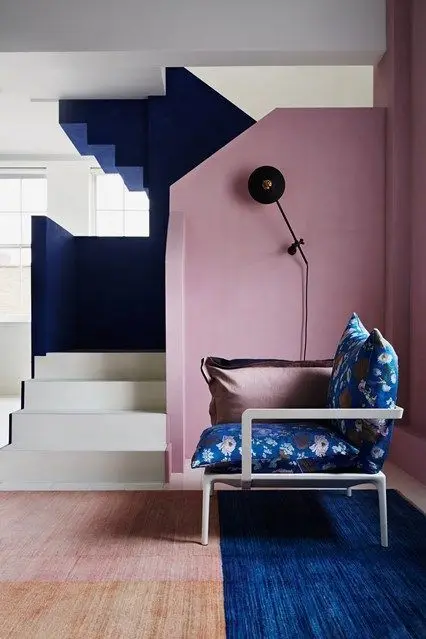 pink and blue Scandinavian interiors