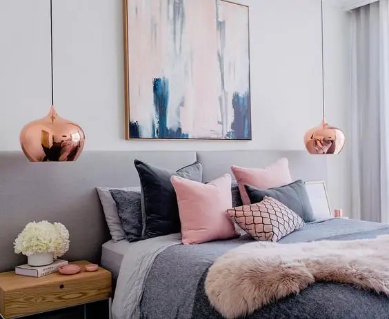 pretty pink and grey bedroom