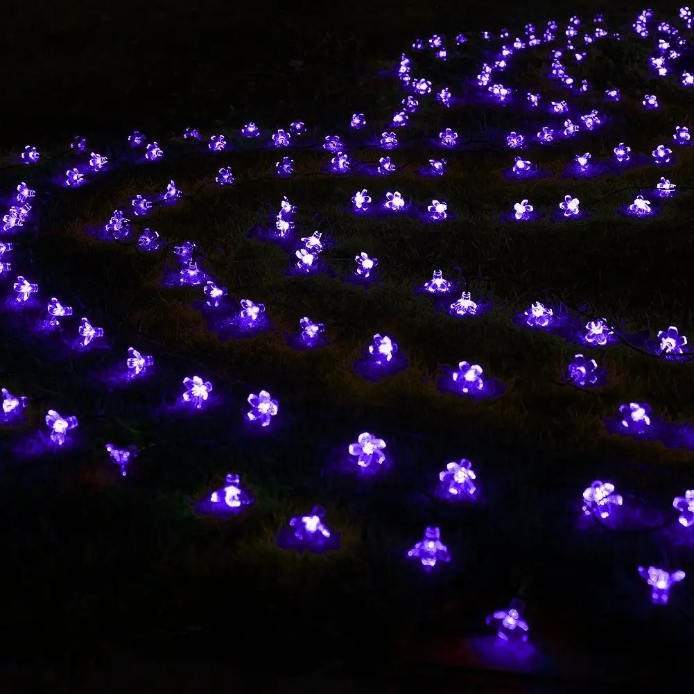 purple blossom outdoor string lights