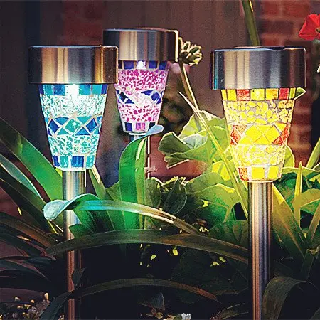 mosaic garden stake lights