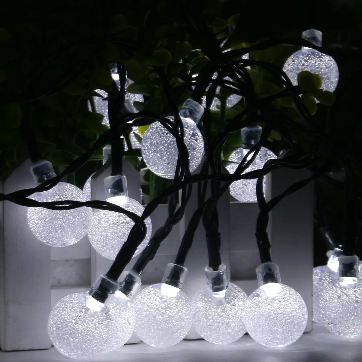 white garden string lights