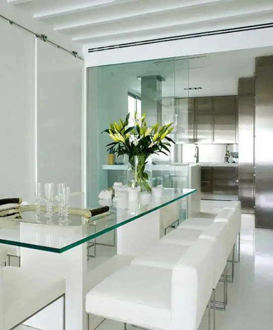 white modern dining room