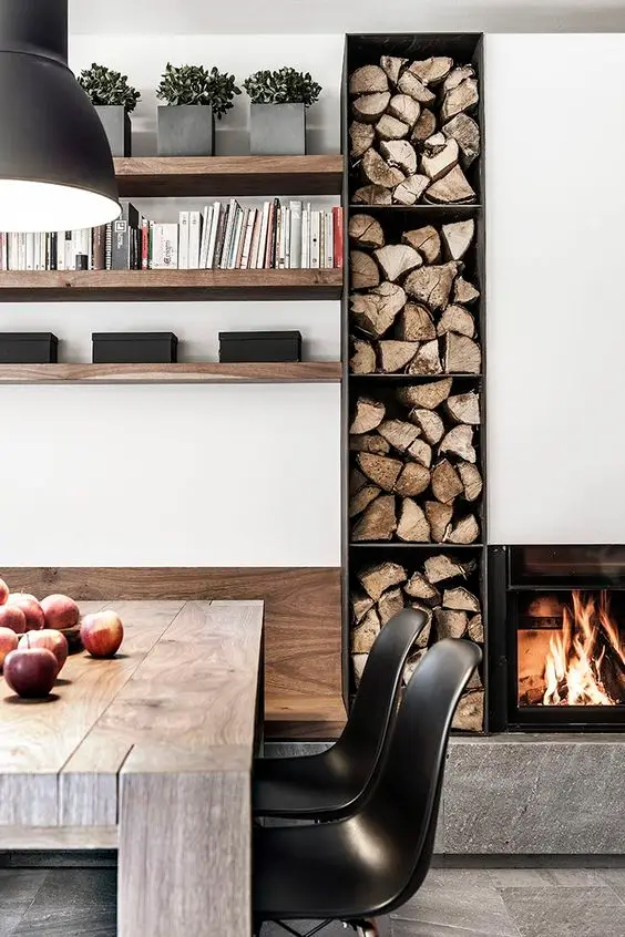 warm rustic modern dining room