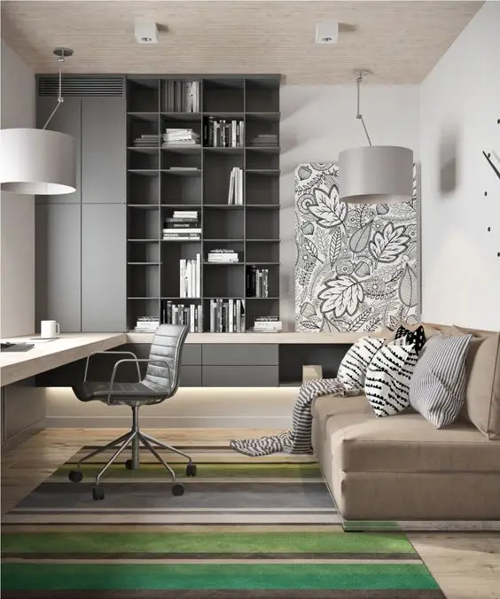 grey minimalist home office
