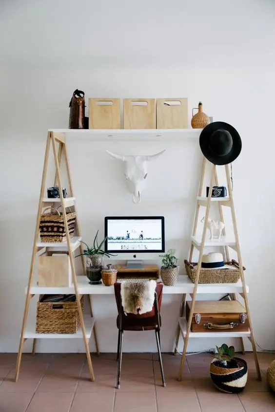 makeshift ladder work space