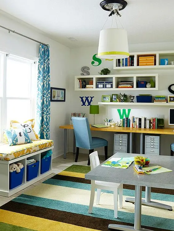 colourful family home office