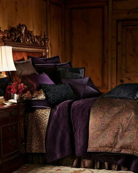 Bohemian Colours bedroom: Inject a healthy dose of drama into your bedroom with bright bohemian colours. The iron brass