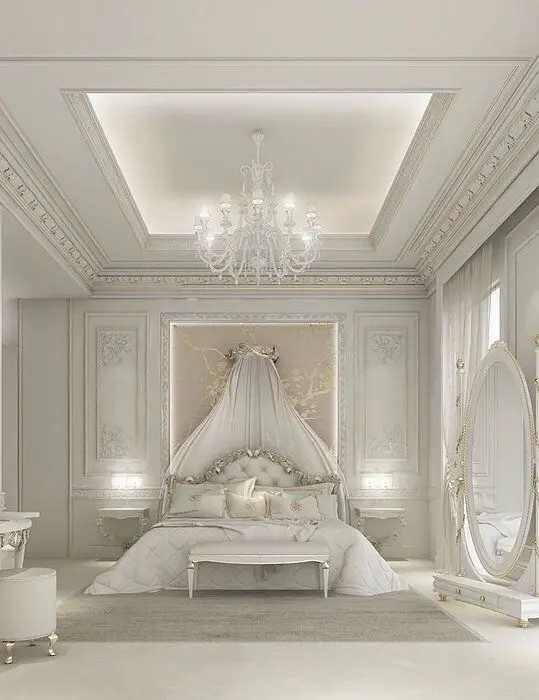 silvery luxurious bedroom