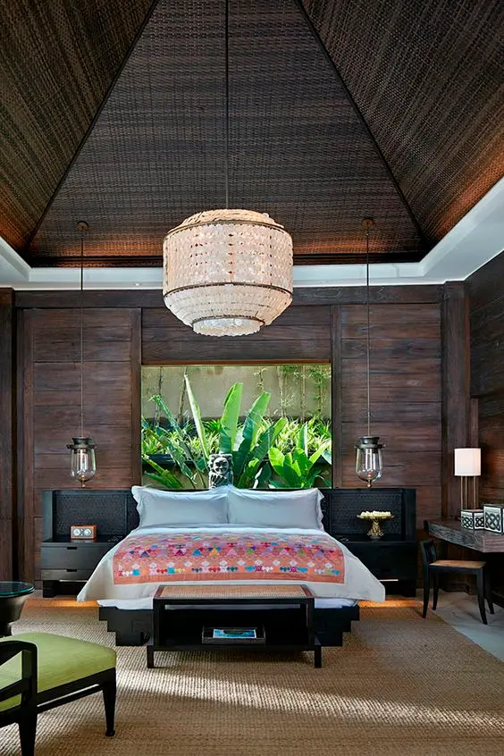 luxurious tropical themed bedroom